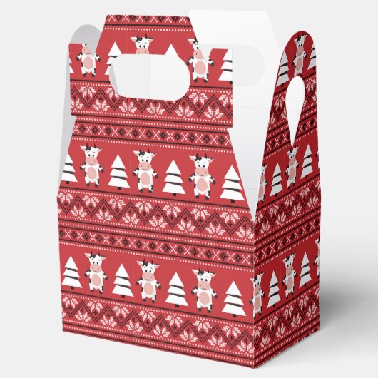 かわいいクリスマス牛のお願い箱 フェイバーボックス (オープン)