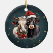かわいいクリスマス牛 セラミックオーナメント (裏面)