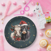 かわいいクリスマス牛 ペーパープレート (パーティー)