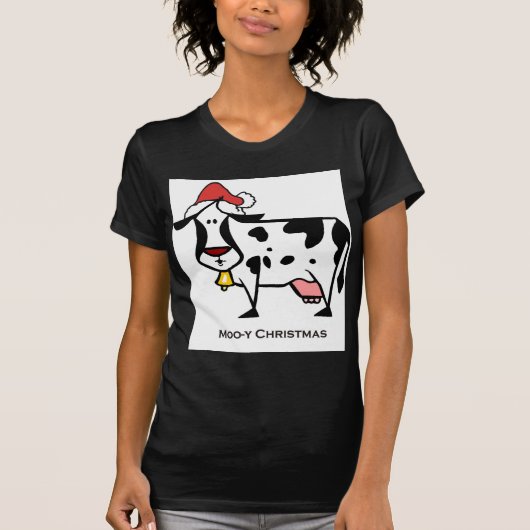 かわいいクリスマス牛 Tシャツ (正面)