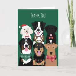かわいいクリスマス犬ありがとう サンキューカード