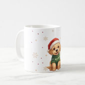 かわいいクリスマス犬のデザイン コーヒーマグカップ (正面左)