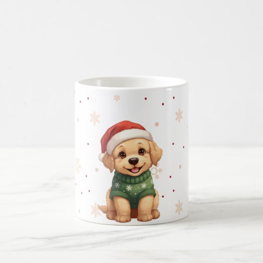 かわいいクリスマス犬のデザイン コーヒーマグカップ (中央)