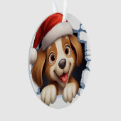かわいいクリスマス犬の壁図解入りの、写真付きの越し オーナメント (正面)