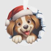 かわいいクリスマス犬の壁図解入りの、写真付きの越し オーナメント (正面)