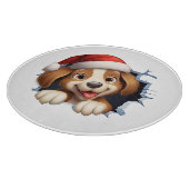 かわいいクリスマス犬の壁図解入りの、写真付きの越し カッティングボード (角)