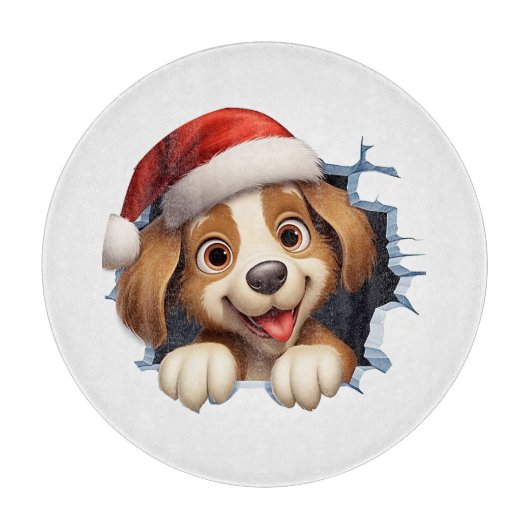かわいいクリスマス犬の壁図解入りの、写真付きの越し カッティングボード (正面)