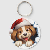 かわいいクリスマス犬の壁図解入りの、写真付きの越し キーホルダー (正面)
