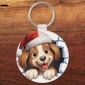 かわいいクリスマス犬の壁図解入りの、写真付きの越し キーホルダー (正面)