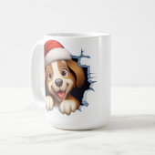 かわいいクリスマス犬の壁図解入りの、写真付きの越し コーヒーマグカップ (正面左)