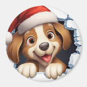 かわいいクリスマス犬の壁図解入りの、写真付きの越し マグネット (正面)