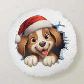 かわいいクリスマス犬の壁図解入りの、写真付きの越し ラウンドクッション (裏面)