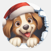 かわいいクリスマス犬の壁図解入りの、写真付きの越し ラウンドシール (正面)