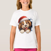 かわいいクリスマス犬の壁図解入りの、写真付きの越し Tシャツ (正面)