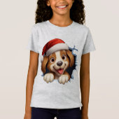 かわいいクリスマス犬の壁図解入りの、写真付きの越し Tシャツ (正面)