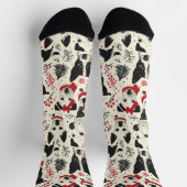 かわいいクリスマス犬の継ぎ目なしパターン ソックス (上部)