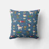 かわいいクリスマス犬の青い漫画の柄 クッション (裏面)