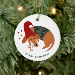 かわいいクリスマス犬カスタマイズ可能 セラミックオーナメント