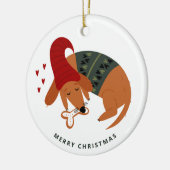 かわいいクリスマス犬カスタマイズ可能 セラミックオーナメント (左)