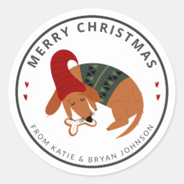 かわいいクリスマス犬カスタマイズ可能 ラウンドシール