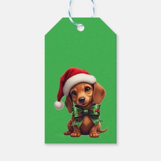 かわいいクリスマス犬 ギフトタグ (正面)