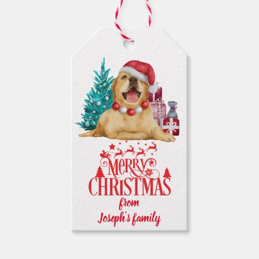 かわいいクリスマス犬 ギフトタグ (正面)