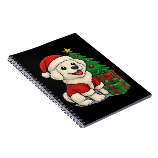 かわいいクリスマス犬、サンタ帽犬、クリスマスと一緒に ノートブック (右側)
