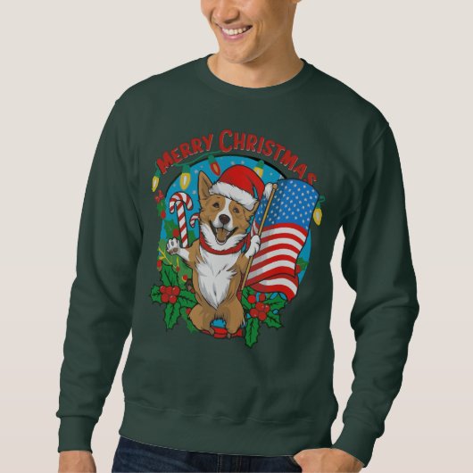 かわいいクリスマス犬 スウェットシャツ (正面)