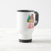 かわいいクリスマス犬 トラベルマグ (正面右)