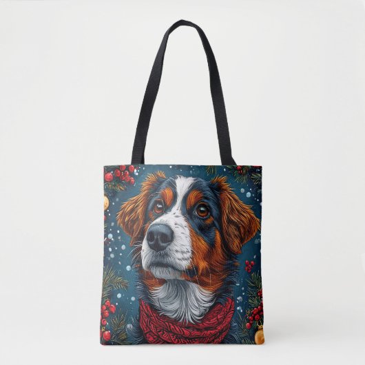 かわいいクリスマス犬 トートバッグ (正面)