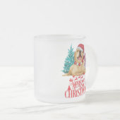 かわいいクリスマス犬 フロストグラスマグカップ (正面右)