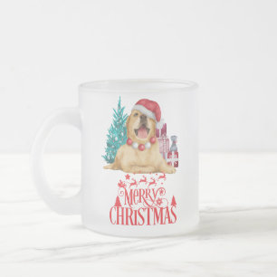 かわいいクリスマス犬 フロストグラスマグカップ