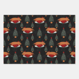 かわいいクリスマス犬 ラッピングペーパーシート