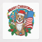 かわいいクリスマス犬 ラベル (デザイン1)