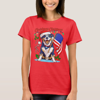 かわいいクリスマス犬 Tシャツ