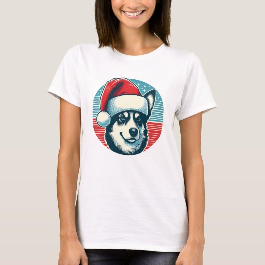 かわいいクリスマス犬 Tシャツ (正面)