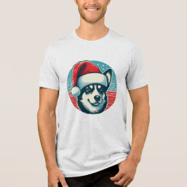 かわいいクリスマス犬Tシャツ トライブレンドＴシャツ