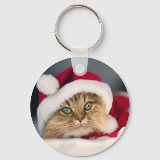 かわいいクリスマス猫うそつき キーホルダー (正面)