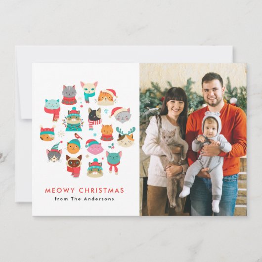 かわいいクリスマス猫たちクリスマスフォト シーズンカード (正面)