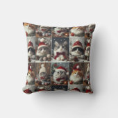 かわいいクリスマス猫たち冬素朴動物 クッション (正面)