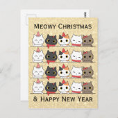 かわいいクリスマス猫たち顔ムワイクリスマス ポストカード (正面/裏面)