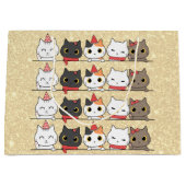 かわいいクリスマス猫たち顔ムワイクリスマス ラージペーパーバッグ (正面)