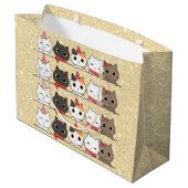 かわいいクリスマス猫たち顔ムワイクリスマス ラージペーパーバッグ (裏面アングル)