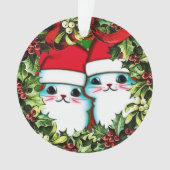 かわいいクリスマス猫ちゃんインリースアクリルオーナメント オーナメント (正面)