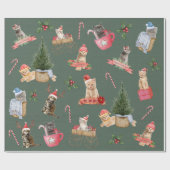 かわいいクリスマス猫ちゃん ラッピングペーパー (フラット)