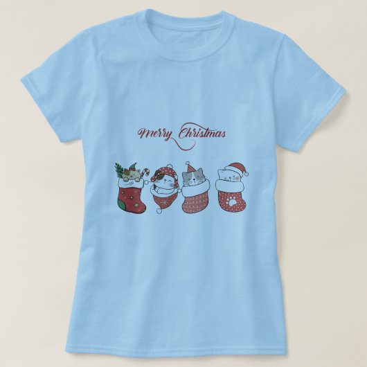 かわいいクリスマス猫ちゃん Tシャツ (デザイン正面)