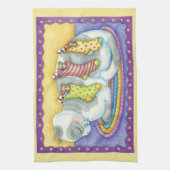 かわいいクリスマス猫とネズミのストッキング キッチンタオル (縦)