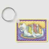 かわいいクリスマス猫とネズミのストッキング キーホルダー (裏面)