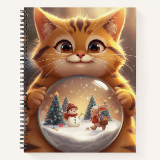 かわいいクリスマス猫のスノーグローブノート ノートブック