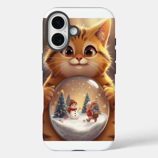 かわいいクリスマス猫のスノーグローブiPhoneケース Case-Mate iPhoneケース (裏面)